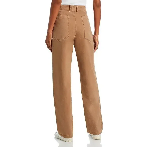 Kule Womens Tan Coated Cotton Straight Leg Pants NWT
